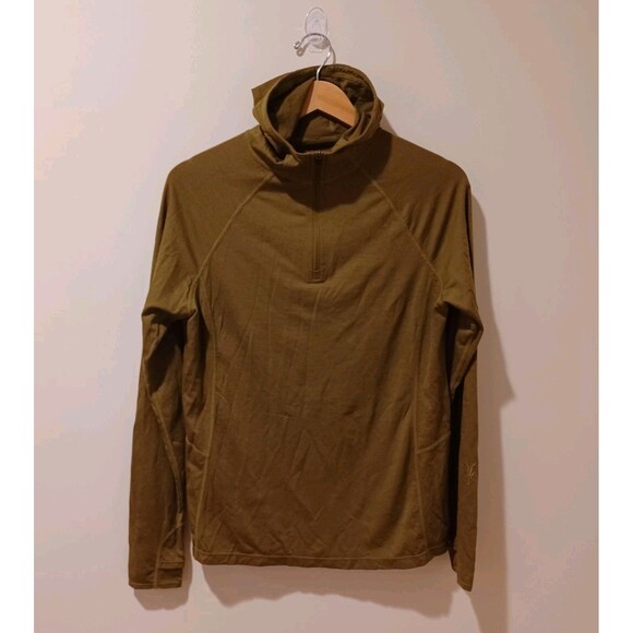 Ibex Hoodie Sweater Mens Size L Large Green 100% Merino Wool Pullover Top Hiking - Picture 1 of 6